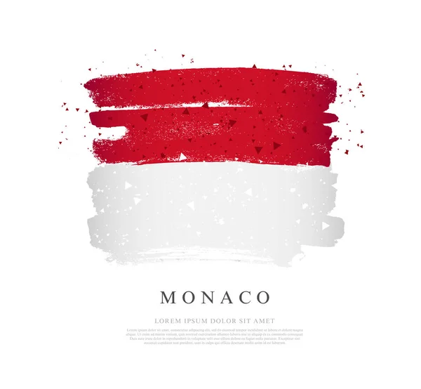 Monako bayrağı. Fırça darbeleri elle çizilir. — Stok Vektör