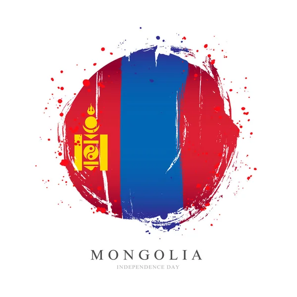 Монгольский флаг в форме большого круга . — стоковый вектор