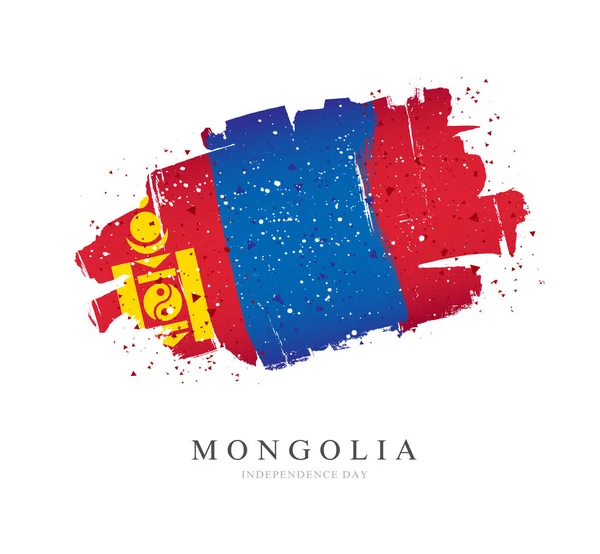 モンゴルの国旗。白い背景のベクトルイラストレーション. — ストックベクタ