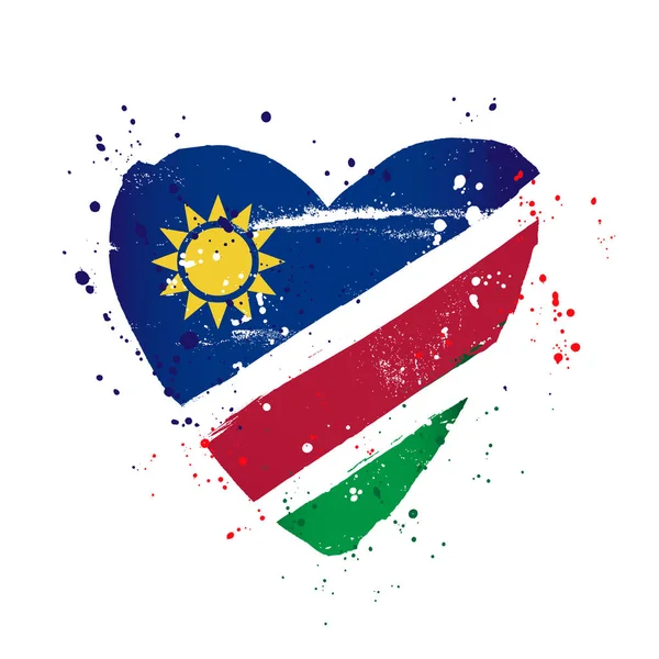 Namibian flag in the form of a big heart. — Stock Vector