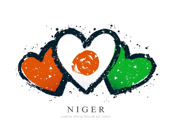 Нігерійські прапор у вигляді трьох сердець. — стоковий вектор