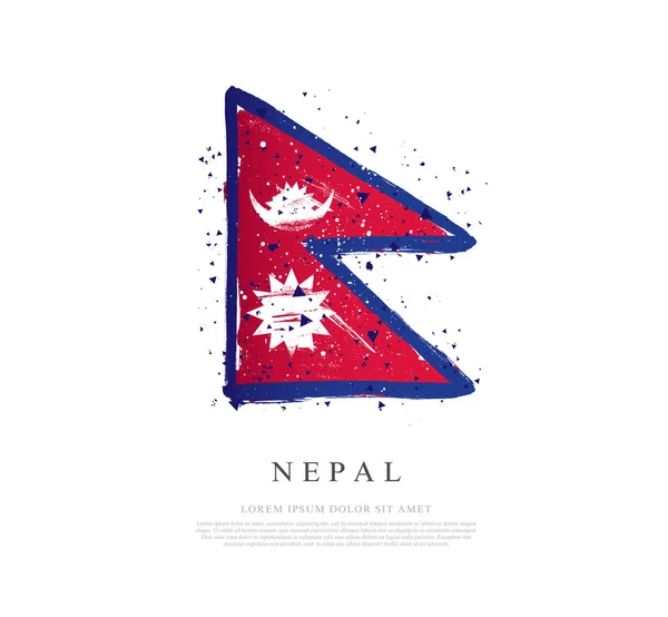 Flagge von Nepal. Pinselstriche werden von Hand gezeichnet. Unabhängigkeitstag — Stockvektor