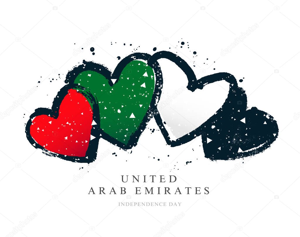 UAE flag in the form of four hearts. 