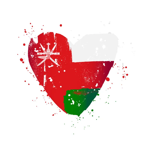 Drapeau d'Oman sous la forme d'un grand cœur . — Image vectorielle