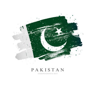 Pakistan bayrağı. Beyaz arka planda vektör çizimi.