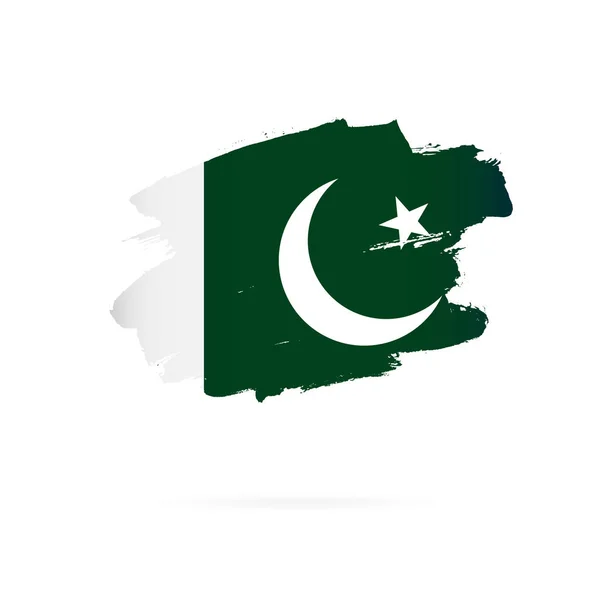 Flagge Pakistans. Vektorillustration. Pinselstriche — Stockvektor