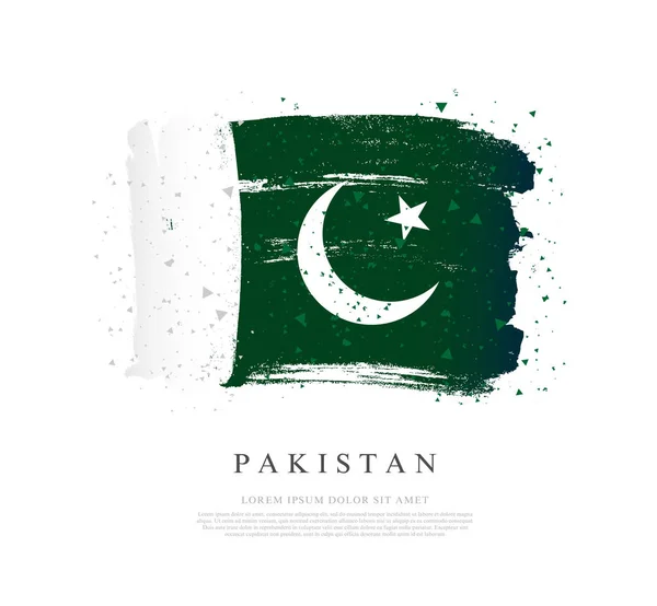 Bandera de Pakistán. Las pinceladas se dibujan a mano . — Archivo Imágenes Vectoriales