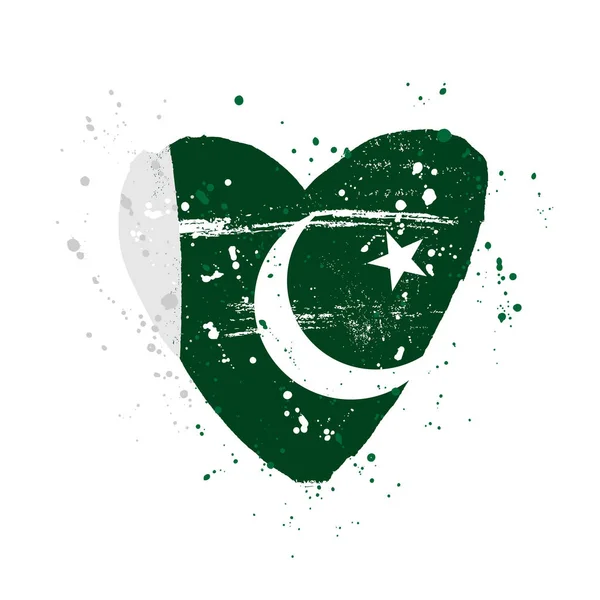 Pákistánská vlajka ve formě velkého srdce. — Stockový vektor