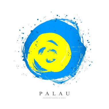 Büyük bir daire şeklinde Palau bayrağı. 