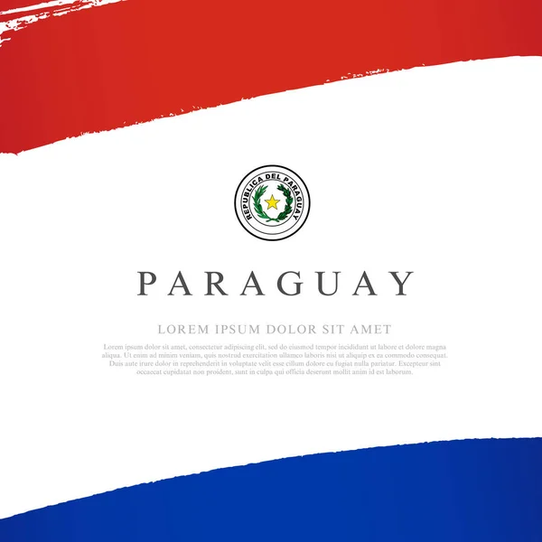 Drapeau du Paraguay. Les coups de pinceau sont tirés à la main. Indépendance — Image vectorielle