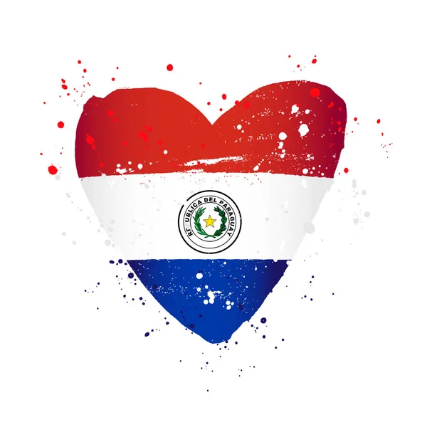 Флаг Парагвая в форме большого сердца . — стоковый вектор