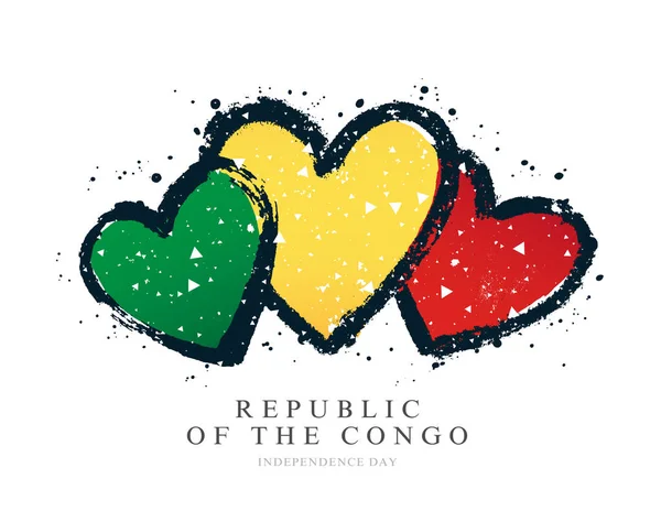 Flag of the Republic of Congo in the form of three hearts.