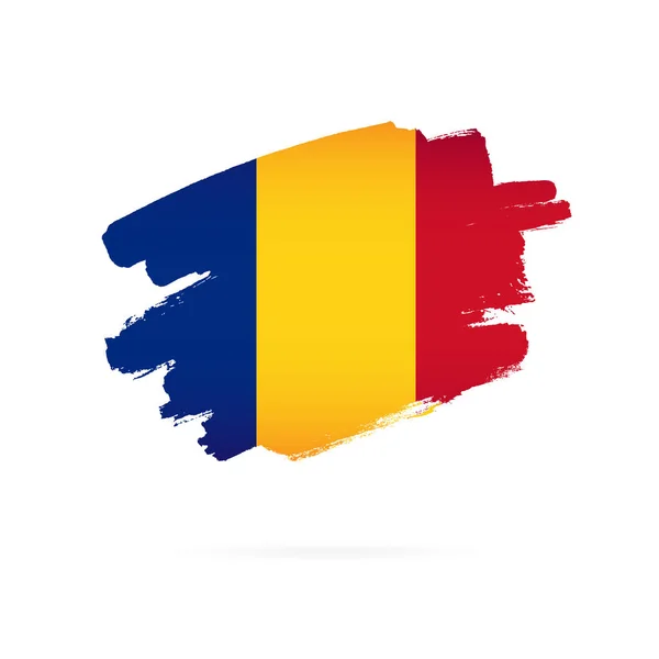 Rumunská vlajka. Vektorová ilustrace. Tahy štětce — Stockový vektor