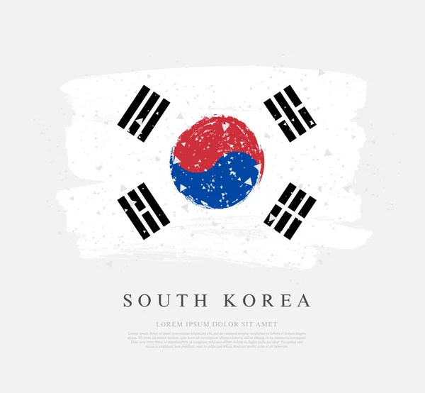 Bandera de Corea del Sur. Las pinceladas se dibujan a mano. Independiente — Vector de stock