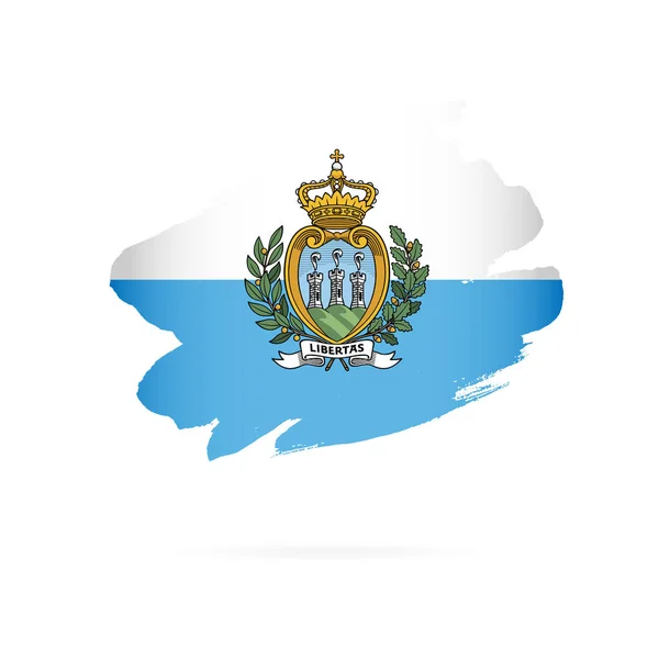 Vlajka San Marina Vektorová ilustrace. Tahy štětce — Stockový vektor