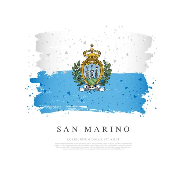 Flag of San Marino. Brush strokes are drawn by hand. Independenc — Stock Vector