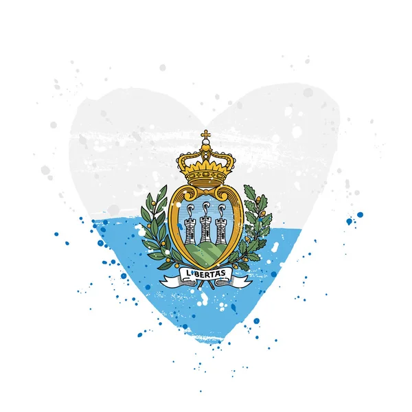 Bandera de San Marino en forma de corazón grande . — Vector de stock