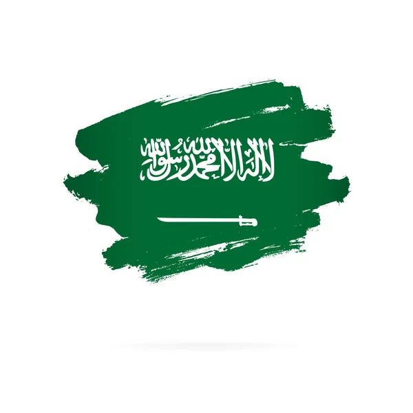 Flagge Saudi Arabiens. Vektorillustration. Pinselstriche — Stockvektor