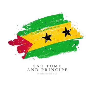 Sao Tome ve Principe bayrağı. Beyaz bir ba üzerinde vektör illüstrasyon