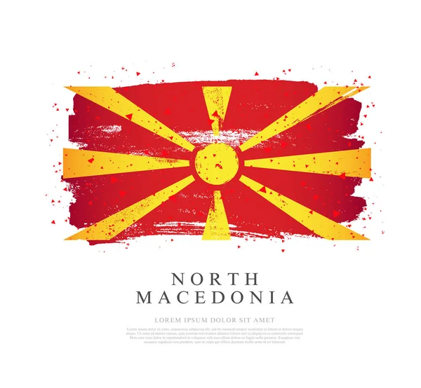 Bandera de Macedonia del Norte. Las pinceladas se dibujan a mano. Ind — Archivo Imágenes Vectoriales