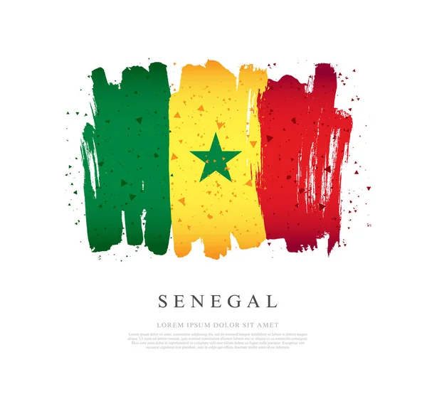 Drapeau du Sénégal. Les coups de pinceau sont tirés à la main. Indépendance D — Image vectorielle