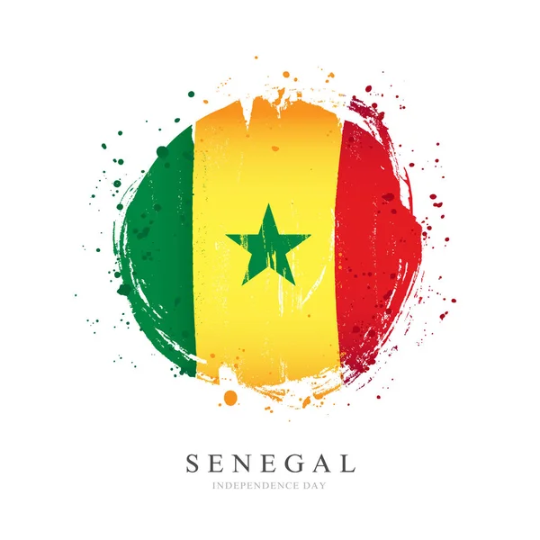 Drapeau du Sénégal en forme de grand cercle . — Image vectorielle