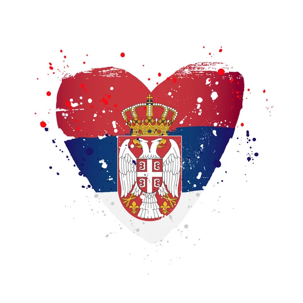 Bendera Serbia dalam bentuk hati yang besar . - Stok Vektor