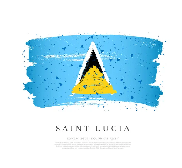 Flag of Saint Lucia. Brush strokes are drawn by hand. Independen — Stock Vector