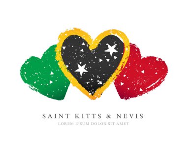 Üç kalp şeklinde Saint Kitts ve Nevis bayrağı.