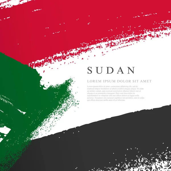 Sudan bayrağı. Fırça darbeleri elle çizilir. Bağımsızlık Günü — Stok Vektör