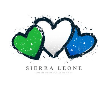 Sierra Leone bayrağı şeklinde üç kalp. 