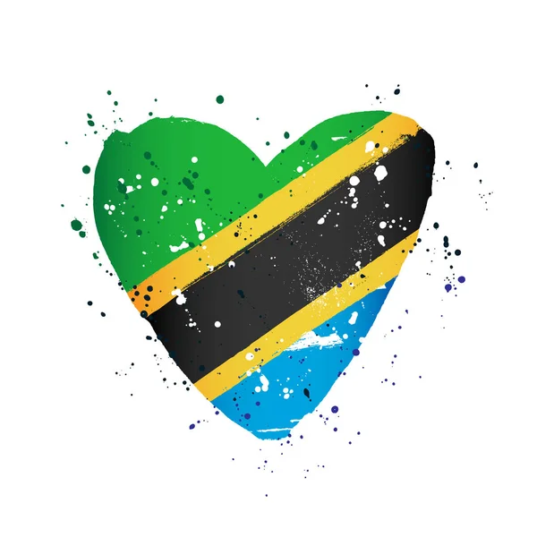 Tanzanian flag in the form of a big heart. — Stock Vector