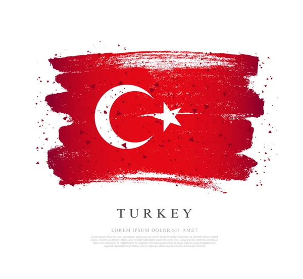 Türkiye bayrağı. Fırça darbeleri elle çizilir. Bağımsızlık Da — Stok Vektör