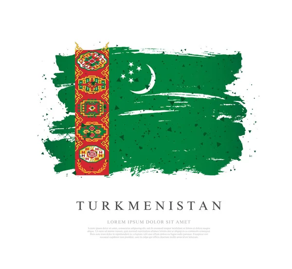 Flaga Turkmenistanu. Pociągnięcia pędzlem są rysowane ręcznie. Samodzielnej egzystencji wraz — Wektor stockowy
