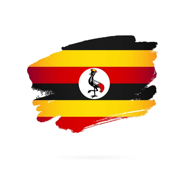Flag of Uganda. Vector illustration. Brush strokes — Stockový vektor