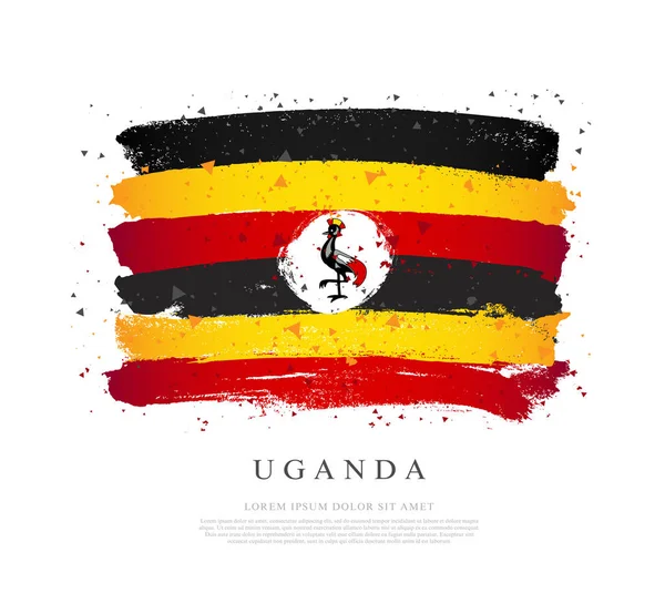 Flagge Ugandas. Pinselstriche werden von Hand gezeichnet. Unabhängigkeit d — Stockvektor