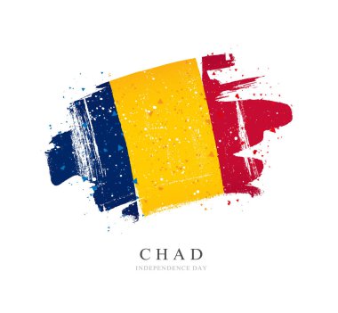 Çad bayrağı. Beyaz arka planda vektör çizimi