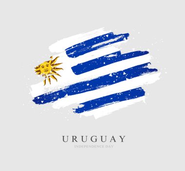 Uruguay bayrağı. Gri arka planda vektör çizimi. 