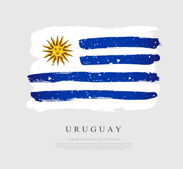 Uruguayi zászló. Ecsetvonásokat kézzel rajzolnak. Uruguay Indepen — Stock Vector