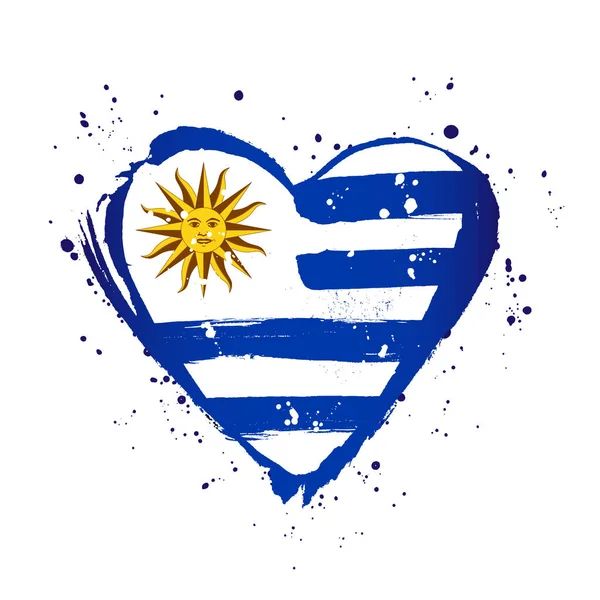 Bandera de Uruguay en forma de corazón grande . — Archivo Imágenes Vectoriales