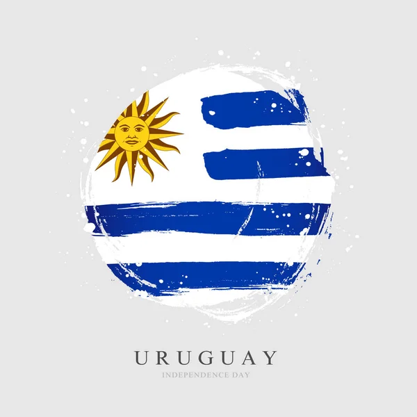 Uruguayansk flagga i form av en stor cirkel. — Stock vektor