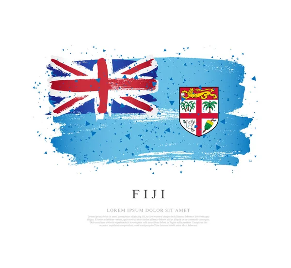 Fiji Flag. Penseldrag dras för hand. Självständighetsdagen. — Stock vektor