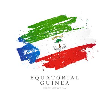 Ekvator Ginesi bayrağı. Beyaz bir backgr üzerinde vektör illüstrasyon