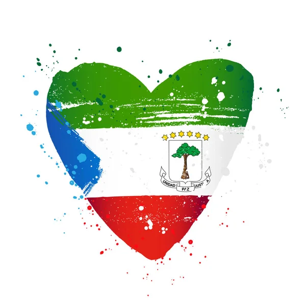 Flag of Equatorial Guinea in the form of a big heart. — Stock Vector