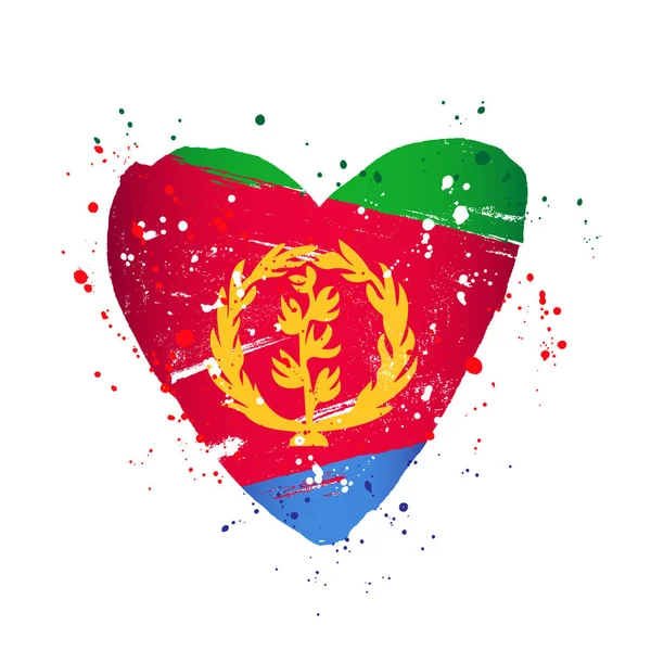 Eritrejská vlajka v podobě velkého srdce. — Stockový vektor