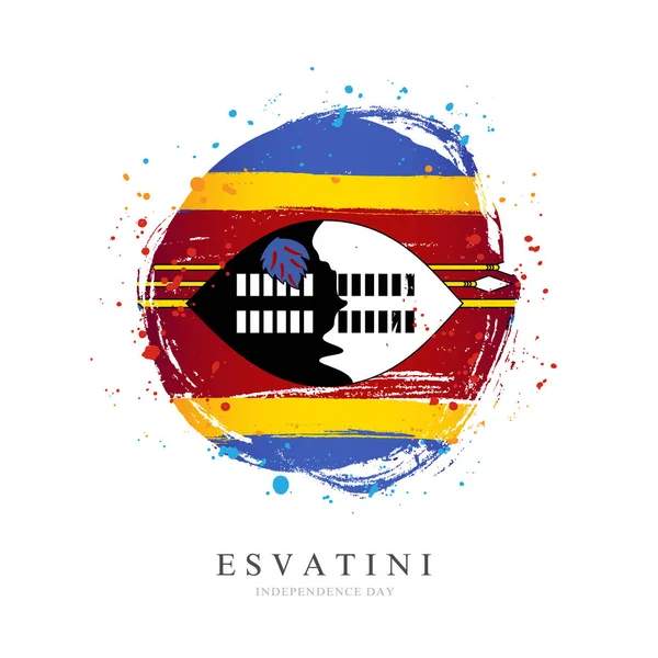 Bandera de Eswaniti en forma de un gran círculo . — Vector de stock