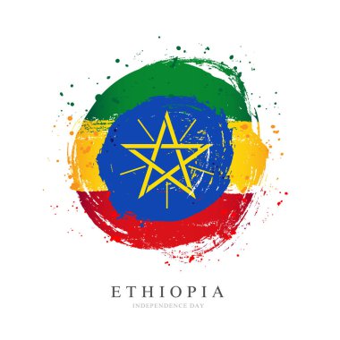 Büyük bir daire şeklinde Etiyopya bayrağı. 