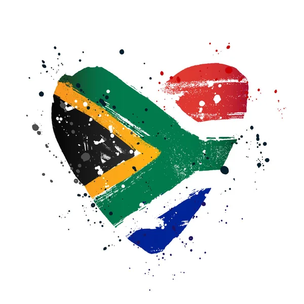 South African flag in the form of a big heart. — Stock Vector