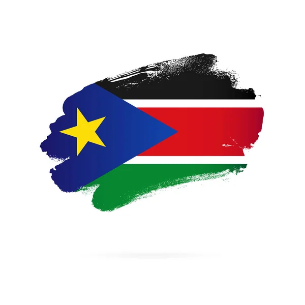 Bandeira do Sudão do Sul. Ilustração vetorial. Pinceladas —  Vetores de Stock