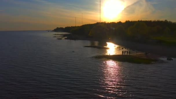 Petersburg Russia May 2020 Beautiful Beach Blue Sea Sunset Aerial — Stock Video
